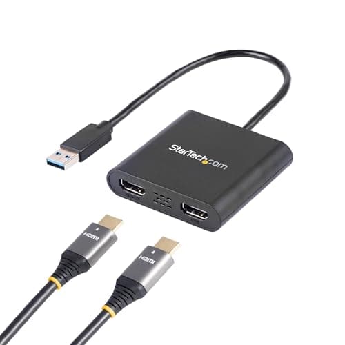 Image of StarTech USB-A 3.0 to Dual HDMI Adapter for Windows, Dual Monitor USB to 2x HDMI Display Converter, 4K 30Hz + 1080p 60Hz, Extend or Mirror Multi-Screen Setup