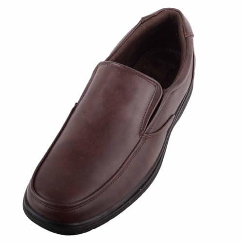 Image of ABSOLUTE FOOTWEAR Mens Easy Slip On Lightweight Memory Foam Faux Leather Smart Shoes - Brown - UK 8 / EU 42