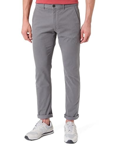 Image of BOSS Men's Slim Fit Stretch Cotton Satin Chino Trousers, Open Grey, 32W x 30L