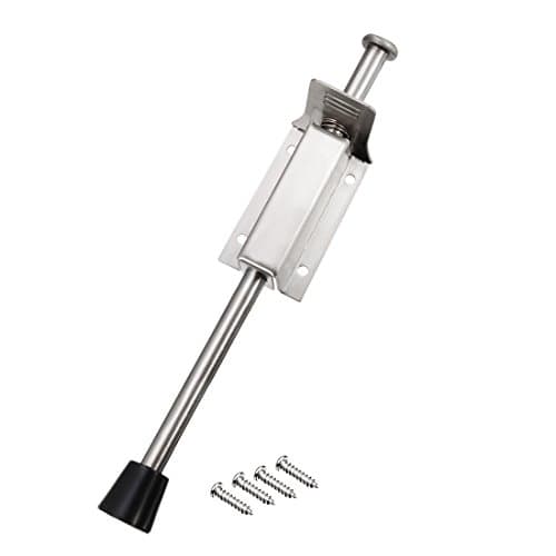 Image of sourcing map Stainless Steel Brushed Easy-Step Door Stop Spring Loaded Lock 245mm Length