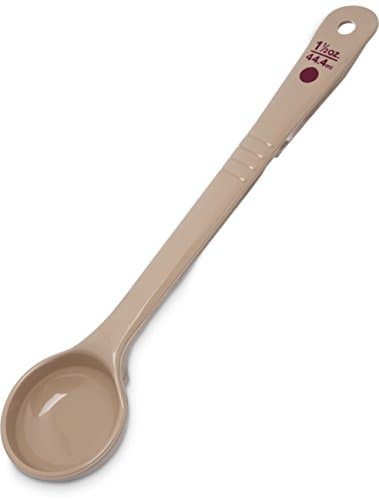 Image of Carlisle 435806 Solid Long Handle Portion Control Spoon, 1.5 oz, Beige