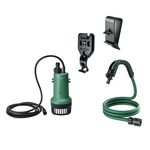 Image of Bosch Cordless Submersible Water Pump GardenPump 18V-2000 Extension Kit (with Wall and Tank attachments and 2.5 m Garden Hose, in Carton Packaging)