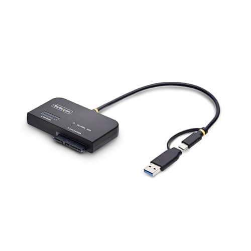 Image of StarTech USB-C/USB-A to M.2 NVMe and 2.5in/3.5in SATA Adapter, 10Gbps, Tool-Free External SSD Hard Drive Reader, B+M/M-Key
