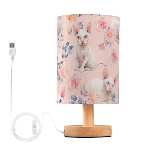 Image of KLL Nightstand Lamps Office Desk Lamp Bright Cute Devon Rex Cats Blush Night Lights for Boys Bathroom