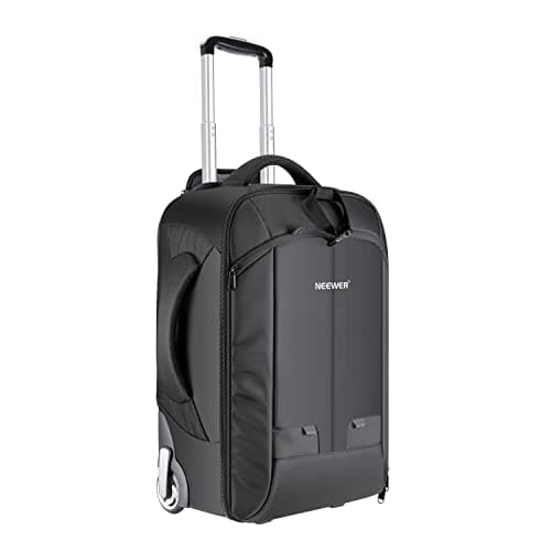 Image of Neewer 2-in-1 Sliding Camera Backpack Suitcase Style Convertible with Double Handle, Shockproof with Removable Padded Compartments for SLR/DSLR Cameras Tripod Lenses (Black/Red)