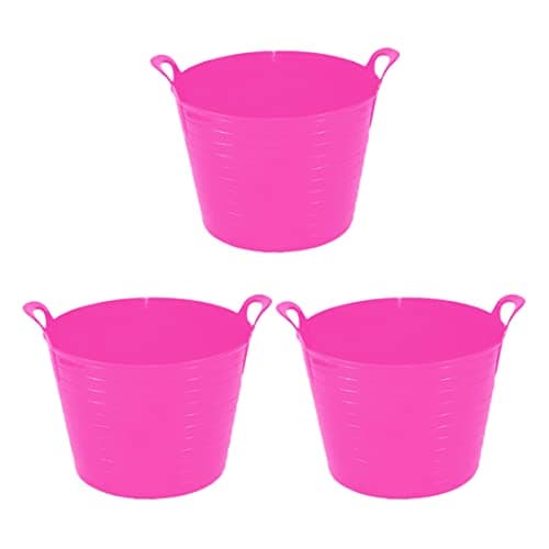 Image of Set of 3-26L/40L/75L Litre Pink Robust Versatile Multipurpose Medium/Large/Extra Large Flexi Tub Garden Home Flexible Plastic Storage Container Bucket Trugs Horse Feeder Flex Tub (26 Litre)