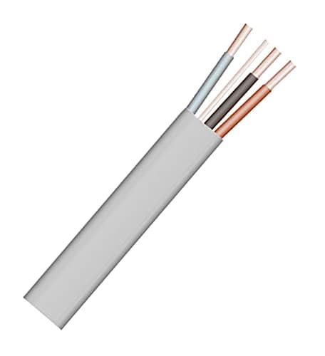 Image of Merriway BH01439 3-Core and Earth Flat Cable, 6243Y 1.0mm Grey, 5 Metres (16.5 feet)