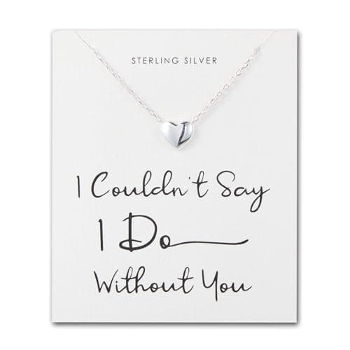 Image of Philip Jones Sterling Silver I Couldn't Say I Do Without You Bridal Heart Necklace
