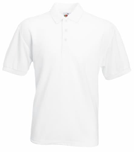 Image of Fruit of the Loom Men's Pique Short Sleeve Polo Shirt White 3XL
