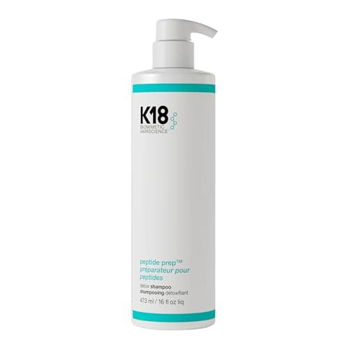 Image of K18 PEPTIDE PREP® Colour-Safe Detox Clarifying Shampoo, Non-Stripping, pH-Optimised Cleanse, Removes Product Buildup, Dirt, Oils & Metals, 473ml