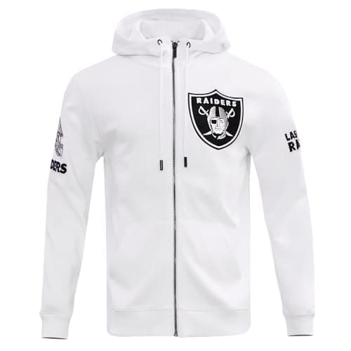 Image of Pro Standard Mens NFL Las Vegas Raiders Classic Chenille Full Zip Hoodie White Xl