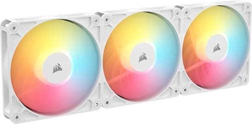 Image of CORSAIR RS120-R ARGB 120mm PWM Reverse Flow Fan - +5V ARGB Connections, 8 RGB LED, High Pressure, Daisy Chain, Magnetic Bearing, Zero RPM, Pack of 3 - White