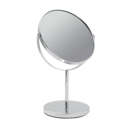 Image of Anika Freestanding Chrome Vanity Mirror with 2X Magnification/Double Sided Swivel Makeup Mirror / 360° Rotating Countertop Bathroom Mirror with Weighted Base 66959