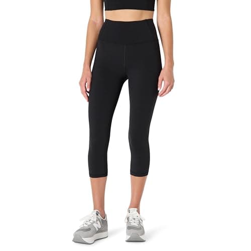 Image of Amazon Essentials Women's Active Total Train High-Waist 19” (48cm) Inseam Capri Gym Workout Leggings, Black, L