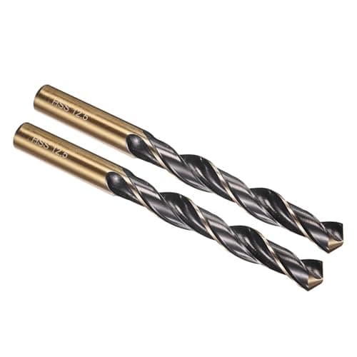 Image of PATIKIL 12.5mm Drill Bit, Jobber Straight Shank M2 High-Speed Steel 118° Nitriding Black and Gold Finish for Stainless Steel Hard Metal - 2 Pack