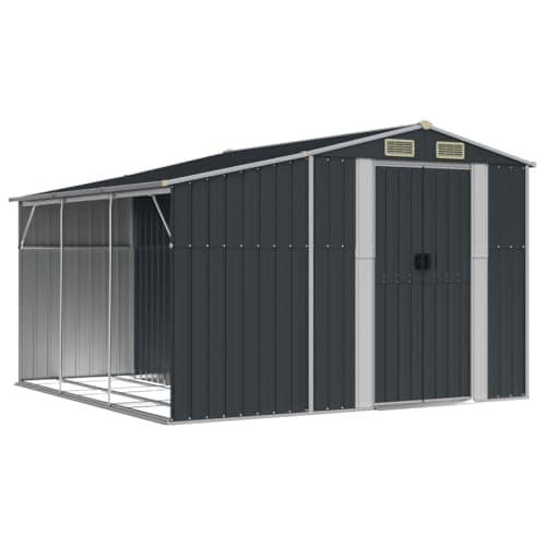 Image of vidaXL Garden Shed, Outdoor Storage Shed with 4 Air Vents, Tool Shed for Lawn Garage Yard, Metal Garden Storage Unit, Anthracite Galvanised Steel