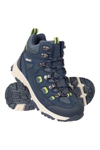 Image of Mountain Warehouse Adventurer Kids Waterproof Boots - IsoDry Footwear with Synthetic Upper, Heel & toe bumpers - For Spring Summer, Hiking, Outdoors & Walking Blue Junior Shoe Size 2