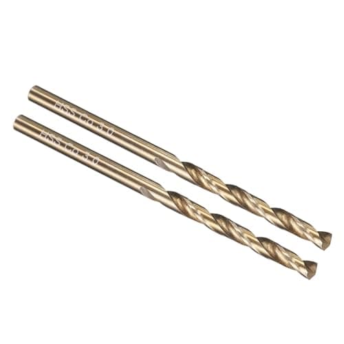 Image of PATIKIL 3mm Drill Bit, M35 Cobalt 5% High-Speed Steel Jobber Straight Shank 135° Gold Finish for Stainless Steel Hard Metal - 2 Pack