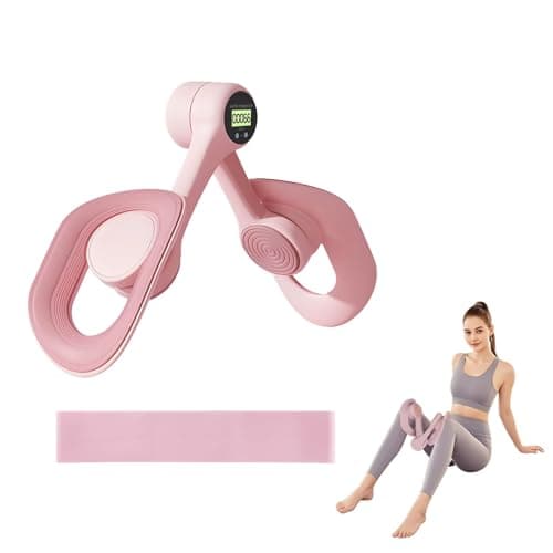 Image of Kegel Pelvic Floor Trainer for Women - Anti-Slip & 360° Rotation, Timing Pelvic Floor Exercise Devices, Thigh Exerciser Kit with 15LB Resistance Band, Home Gym Equipment for Leg Strengthener (Pink)