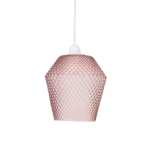 Image of firstchoicelighting Glass Easy Fit Ceiling Lightshade or Pendant Shade, Pink Textured Glass, Height 17cm Diameter 17cm