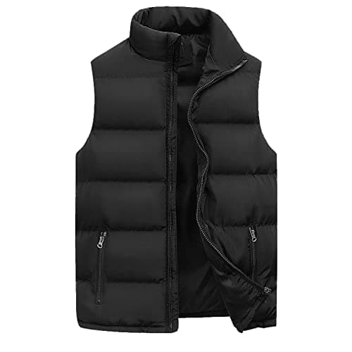 Image of Mens Padded Gilet Quilted Jacket Lightweight Puffer Body Warmer with Zipper Winter Warm Sleeveless Military Jacket Down Coat Body Warmer Outwear Bodywarmer Puffer Vests with Pockets