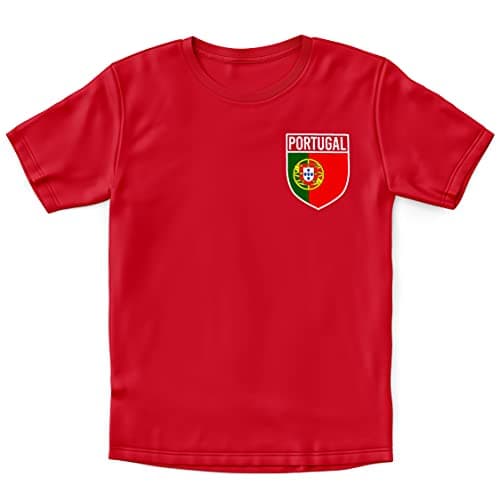 Image of Portugal Football Shirt Kids - Boys Portugal Flag Badge Retro T Shirt - Football Country European 2021 Supporters Gifts For Kids - 2020 Portugesse Tournament Footy Soccer Top, 9-11 Years, Red