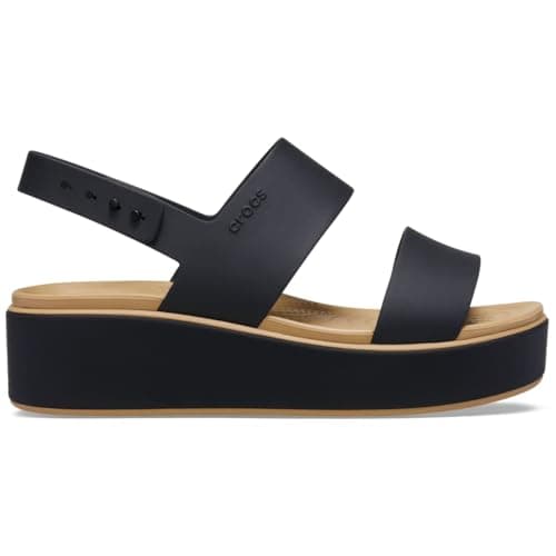 Image of Crocs Women, Brooklyn Matte Wrap Low Wedge, Black/Cashew, 4 UK Women