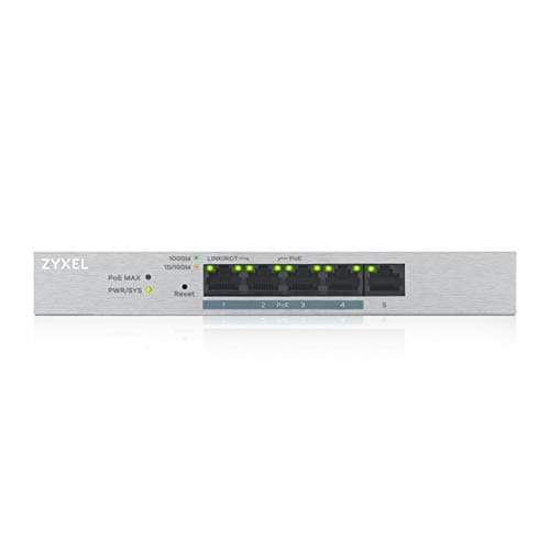 Image of Zyxel 5-Port Gigabit Web Managed PoE+ Switch with 60 Watt Budget, limited lifetime protection, UK Plug [GS1200-5HPv2]