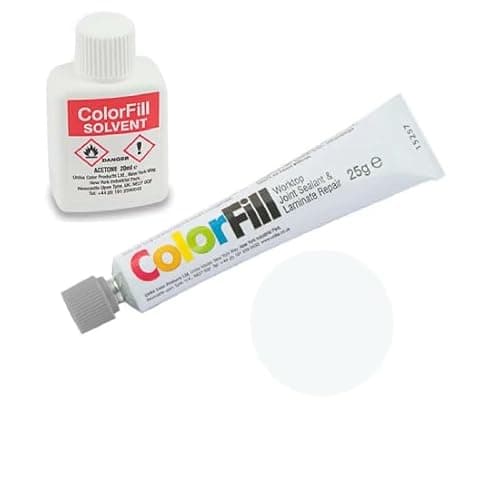 Image of Project DIY® ColorFill 100% Waterproof - Durable - Worktop Joint Sealant & Repairer, Fix, Chips, Dents & Scratches, 1 x 25g ColorFill, 1 x 20ml Solvent (CF115 - Silver Grey, One Size)