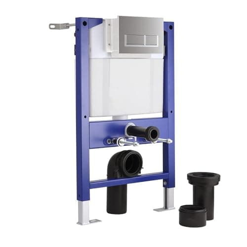 Image of Milano Wall Hung Toilet WC Short Frame Dual Flush Cistern Rectangular Chrome Plate - 820mm x 500mm