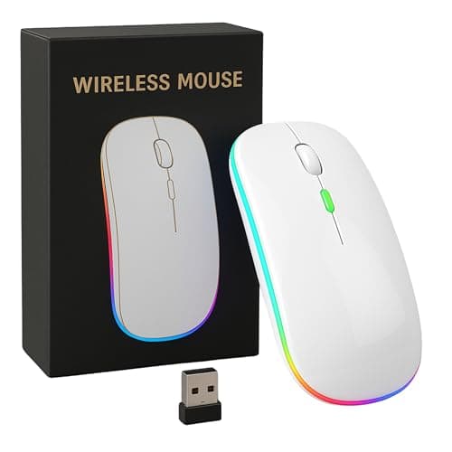 Image of Wireless Mouse for Laptop, 2.4GHz USB Mini Computer Mice, 1600 DPI Optical Small Portable Cordless Mouse Compatible with PC, Desktop, Laptop and Notebook (White)