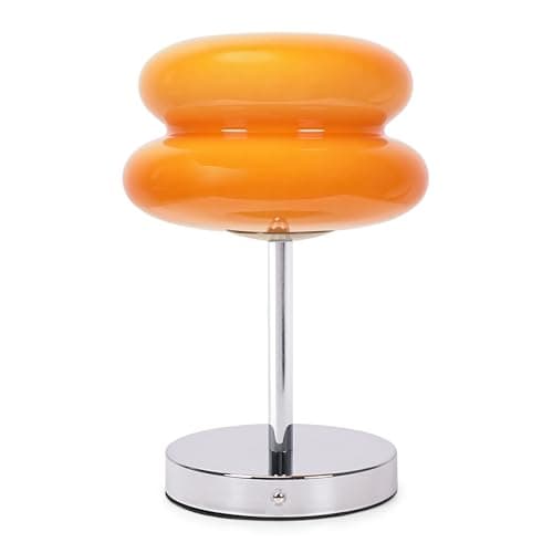 Image of ValueLights | Orange Rechargeable LED Portable Table Lamp with Macaron Lampshade, Touch Button Dimmable Light | Table Lamps & Home Improvements Essential
