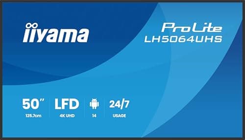 Image of iiyama Prolite LH5064UHS-B1AG 125.8 cm 50 Inch Digital Signage Display IPS LED Panel 4K UHD HDMI USB-C USB 2.0 RS-232c RJ45 Android 14 OS iiSignage² WiFi Media Player 24/7 AntiGlare Black