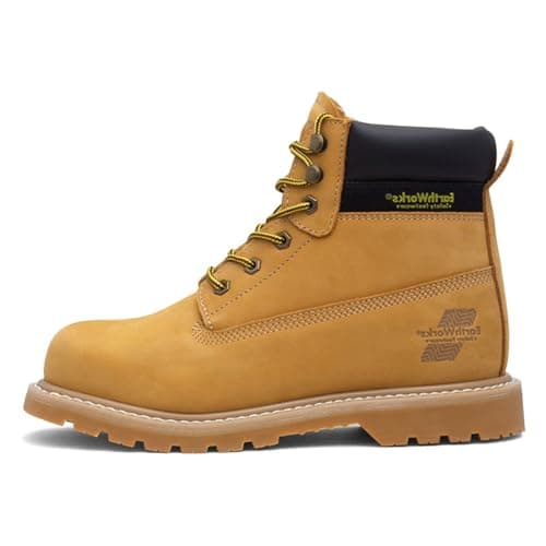 Image of EarthWorks Safety - EarthWorks Ladder Mens Honey Leather Safety Boot - Size 9 UK - Gold