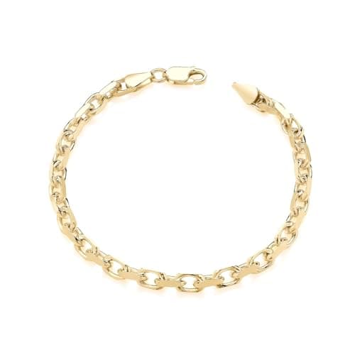 Image of Old English Jewellers 9ct Yellow Gold on Sterling Silver 925 Ladies Solid Diamond Cut Belcher Bracelet 7.5 inch