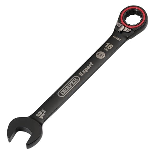 Image of Draper 03906 Expert HI-TORQ Metric Reversible Ratchet Combination Spanner, 16mm, Black
