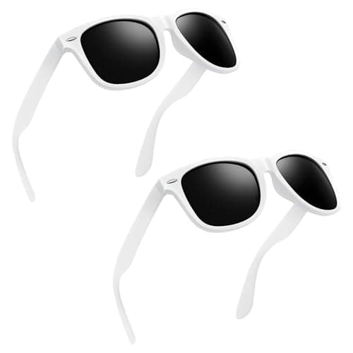 Image of Wvbzf 2Pcs White Sunglasses, Square Sun Shades White Glasses, Protection Classic Style Retro Sunglasses Women, Trendy Fashion Ladies glasses Unisex for Men Women Driving Hiking