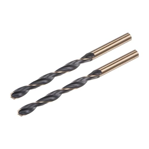 Image of sourcing map 2pcs Jobber Drill Bits 7mm (0.276") Black Nitride & Gold Titanium Coated M2 High Speed Steel (HSS) Twist Drill Bits for Stainless Steel Aluminum Alloy Metal