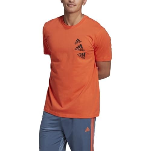 Image of adidas Men's Essentials Brandlove Tee, Semi Impact Orange/Black, Medium