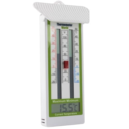 Image of Digital Max Min Greenhouse Thermometer Room Temperature - Classic Max Min Thermometer to Measure Maximum and Minimum Temperatures - Easy Wall Mounted Greenhouse Accessories Indoor or Outdoor