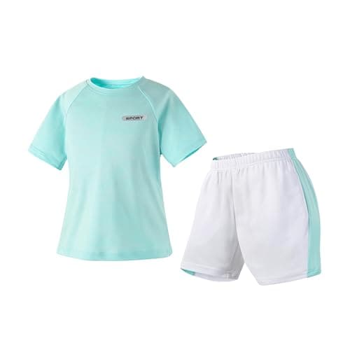 Image of QIMAOPH Kids Boys Short Sport Set Children Athletic Shorts and Performance T-Shirt Football Jersey Sets Crewneck Polyester Soccer Tennis Outfits set age 4-12 Years Old