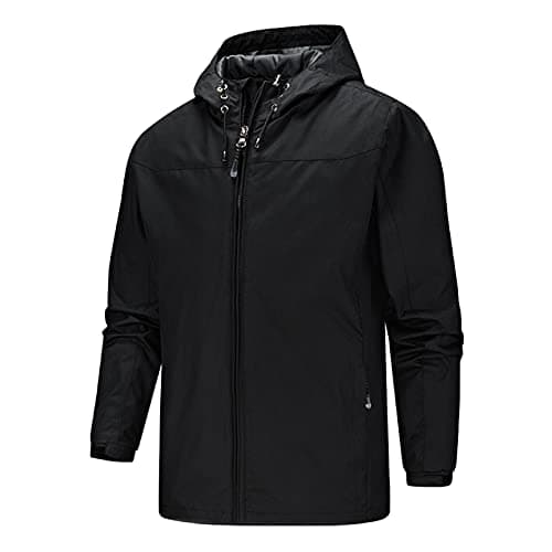 Image of Generisch Hiking Jacket Men's Summer Long Sleeve Zip Pocket Thin Lightweight Jacket Hiking Outdoor Waterproof Shoulder Armour, black, XL