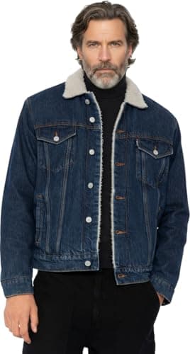 Image of Schott NYC Trucksherpa Men's Jacket, Blue, M