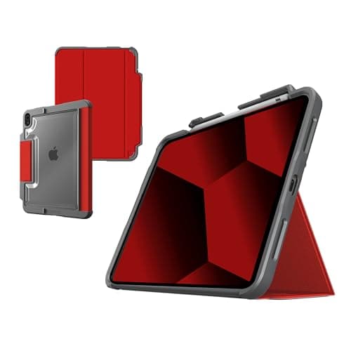 Image of STM Dux Plus Case Compatible with Apple iPad 10.9" A16/10th Generation (2022) Red (Military Standard, Apple Pencil Compartment, Stand, Wake/Sleep Support)