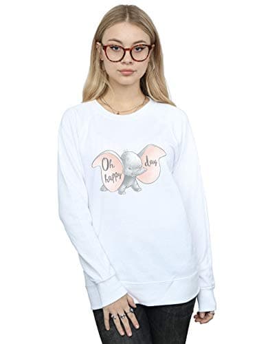 Image of Disney Women's Dumbo Happy Day Sweatshirt White Small
