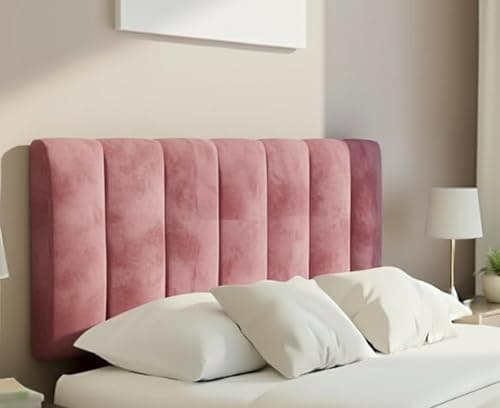 Image of Hannah Portland Velvet Headboard, Plush Lined Design for Divan Beds, Luxury Bedroom and Hotel Furniture Height 20inch (Pink, Single 3ft)