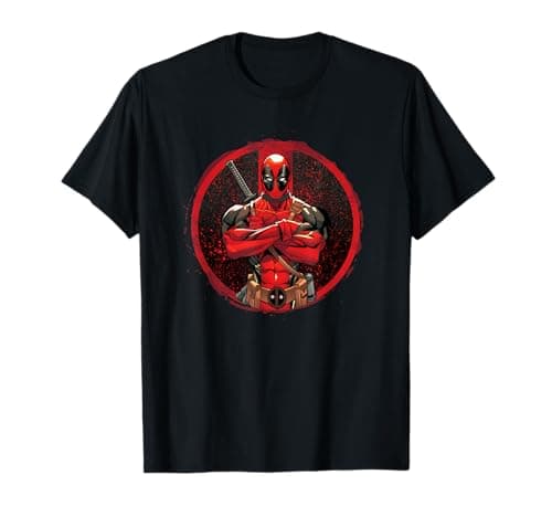 Image of Marvel Deadpool Distressed Circle T-Shirt