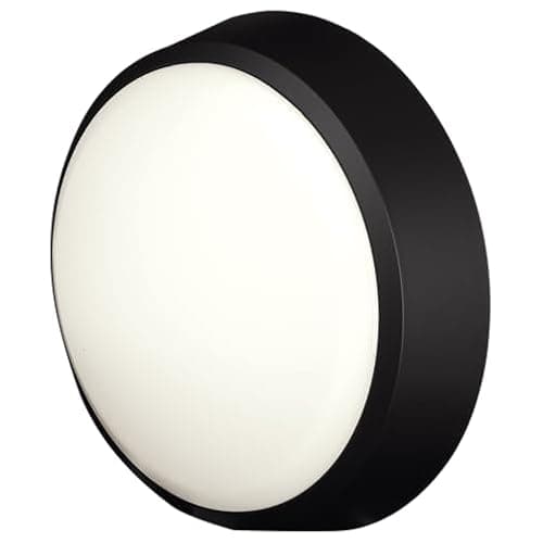 Image of 4lite Pylus Outdoor Round Wall Light (Black) 1100lm Bulkhead IP54 LED Integrated Exterior Light - 4L2/3214-4Yr Guarantee