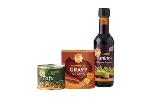 Image of Marigold Plant-Based Pack – Save on Best Sellers Bundle | Vegan Braised Tofu 225g + Liquid Aminos Seasoning 250ml + Organic Instant Gravy 110g