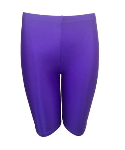 Image of L S U Girls Kids Cycling Shorts Unisex Boys Girls Plain Sports Dance School P.E Gym Stretchable Breathable Summer Shorts (3-4 Years, Purple)